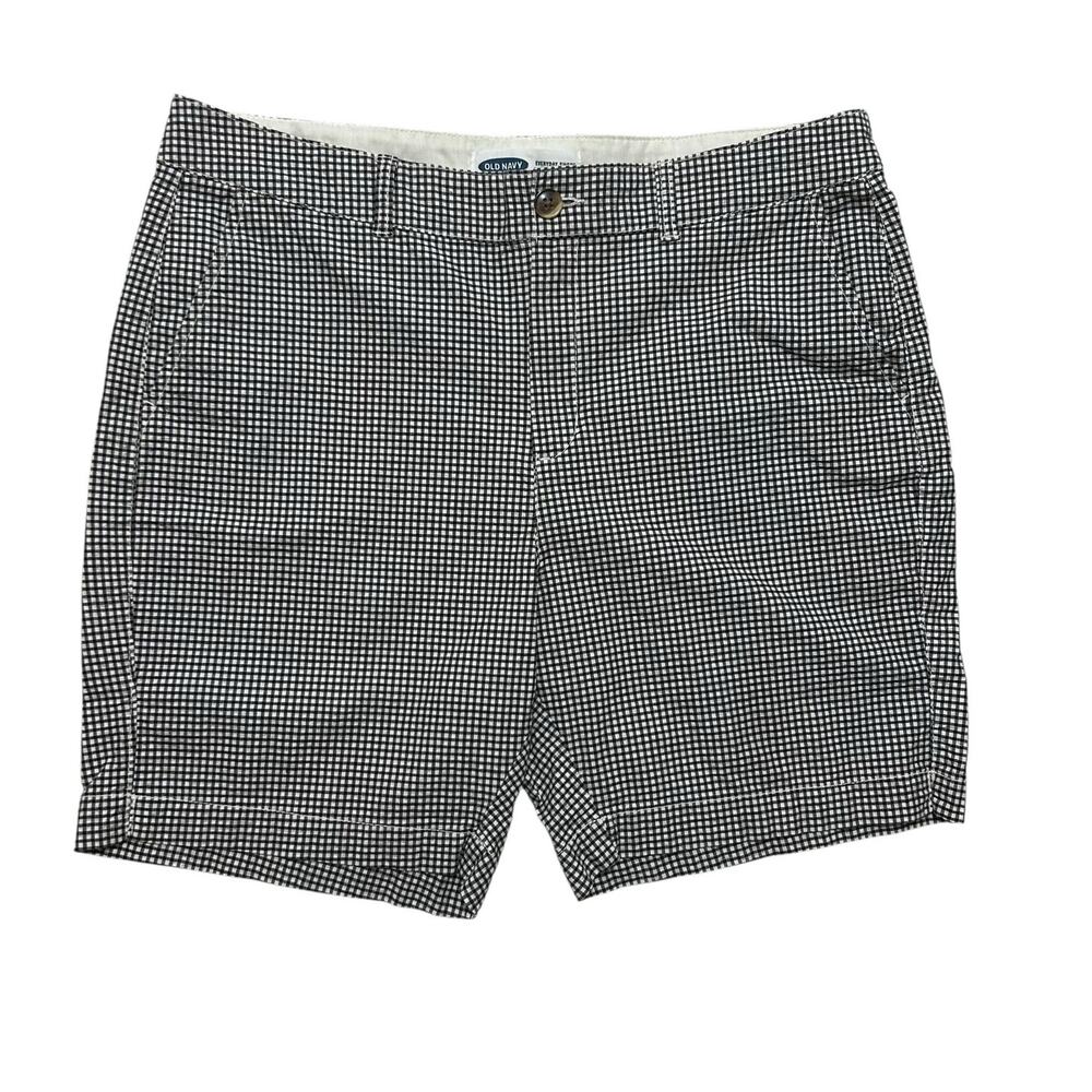 Old Navy Womens Everyday Short 14‎ Black Gingham High Rise Seersucker Preppy